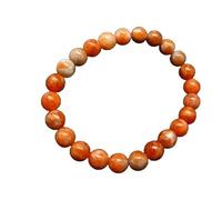 WORLD WIDE GEMS WWG Orange Calcite 8mm rondelle smooth 7inch Natural Gemstones Beaded Bracelets for Men Women Healing Crystal Stretch Beaded Bracelet Unisex