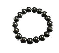 WORLD WIDE GEMS WWG Whitby Jet 10mm rondelle smooth 7inch Natural Gemstones Beaded Bracelets for Men Women Healing Crystal Stretch Beaded Bracelet Unisex