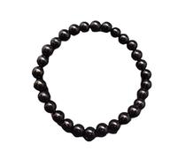 WORLD WIDE GEMS WWG Whitby Jet 6mm rondelle smooth 7inch Natural Gemstones Beaded Bracelets for Men Women Healing Crystal Stretch Beaded Bracelet Unisex