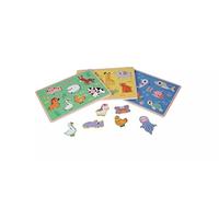 World Wooden Animal Habitat Puzzles for Toddlers, Educational Learning Toys with Farm, Jungle and Ocean Themes, 3 Pack Set