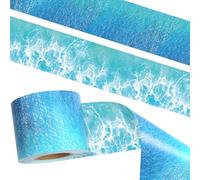 Worldbazaar 49Ft Ocean Wave Bulletin Board Borders Under The Sea Scalloped Border Paper Blue Ocean Theme Borders Beach Classroom Decoration for Summer Back to School Theme Party Decor