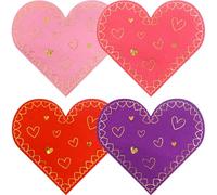 WorldBazaar Gold Foiled Valentine Heart Shaped Napkins 52pcs Disposable Cocktail Napkins for Valentine's Day Birthday Wedding Anniversary Classroom Activity Decorations Party Supplies