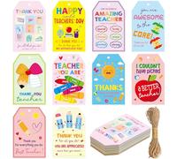 WorldBazaar Teacher Appreciation Gift Tags 50Pcs with String Teacher Thank You Appreciation Week Label Tags Graduation Nurse W irthday Bag Party Decorations