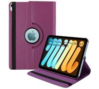 Worldbiz Case for iPad Mini 7 (A17 Pro, 2024) / iPad Mini 6 2021 8.3-Inch, 360 Degree Rotating Leather Protective Stand Cover, Auto Wake Sleep, A2995/A2996/A2567/A2568 (Purple)