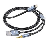 WORLDBOYU Lightning to 3.5mm Aux Cord Audio Jack 2 in 1 Charging Audio Cable Works with Car Stereo Speaker Headphone iPhone to 3.5mm Stereo Aux Cable Compatible with iPhone 13/12/11/X/8(3.3FT)