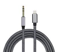 WORLDBOYU Lightning to 6.35mm 1/4 inch TRS Audio Stereo Cable for iPhone 14/13/12/XS/XR/8/7/iPad/iPod, Amplifier, Speaker, Headphone, Mixing Console 6.6 Feet