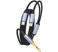 WORLDBOYU USB C Lightning to 3.5mm Aux Audio Cable, 2 in 1 Type C Lightning to 3.5mm Car Aux Stereo Headphone Jack Cable with PD Charging Compatible with iPhone 15 Pro/14/13, Galaxy S24/S23 3.3FT