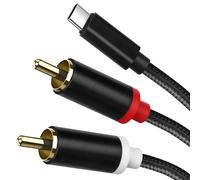 WORLDBOYU USB C to RCA Cable Audio Aux Adapter, Stereo Y Splitter Adapter for Select iPhone, iPad and iPod Models for Power Amplifier, Car, Home Theater, Speaker and More 2 Metres