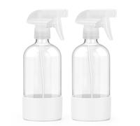 Worldgsb 2 Pack Glass Spray Bottles with Silicone Sleeve, 16 oz Empty Refillable Containers with Adjustable Spray Nozzles, Spray Bottles for Hair, Cleaning Solutions and Plants White