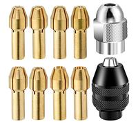 Worldiry 10 Pcs Dremel Tool Kit, Replacement 4486 Drill Chuck Collet Set for Dremel, Brass Quick Change Rotary Drill Dremel Collet 1/8" x 2, 3/32" x 2, 1/16" x 2, 1/32" x 2