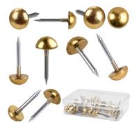 Worldity 30Pcs Retro Solid Brass Tacks, 1/2" Upholstery Nails for Furniture, Decorative Wood & Carpet Tacks