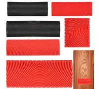 Worldity 6PCS Empaistic Wood Grain Graining Pattern, Rubber Grain Painting Tool Wall Texture, Pattern Paint Roller for Wall Floor Furniture DIY Decoration(Black,Red)