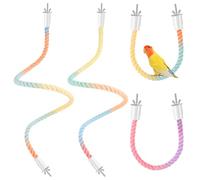 Worldity Bird Perch Rope, 4 Pcs 31.1” & 16.54” Bendable Cotton Rope Perches for Bird Cages, Interactive Birds Cage Accessories for Parrots, Parakeets, Cockatiels, Lovebirds, Budgies (2 Long + 2 Short)