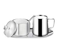 Worldity Stainless Steel Creamer and Sugar Bowl Set, Coffee Sets for Serving, Latte Milk Cup Cream Jug and Sugar Bowl with Lid for Coffee Bar