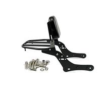 Worldmotop Motorcycle Sissy Bar Backrest Rear Passenger Seat for Kawasaki Vulcan S 650 VN650 2015 2016 2017 2018 2019 2020, Detachable Backrest (with luggage rack)