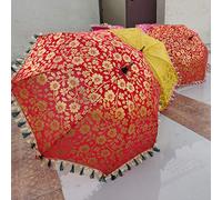 Worldoftextile 6 Pcs Mix Lot Indian Wedding Umbrella Handmade Umbrella Decorations Vintage Parasols Cotton Umbrellas