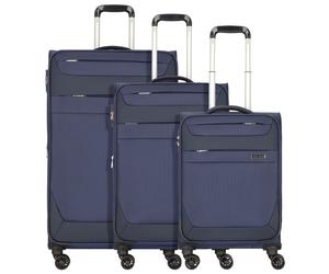 Worldpack Dublin 4 wheels Suitcase set 3-piece with expansion pleat blue