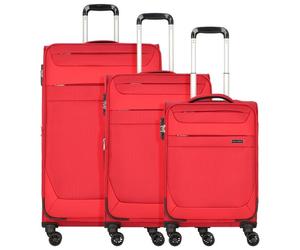 Worldpack Dublin 4 wheels Suitcase set 3-piece with expansion pleat red