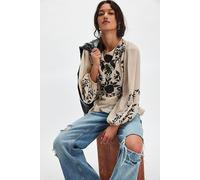 Worlds Apart Embroidered Blouse at Free People in Neutral Combo, Size: Small - female