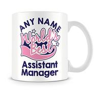 World's Best Assistant Manager Personalised Mug Gift with Name - Pink