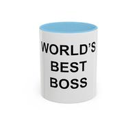 Worlds Best Boss Mug, The Office TV Show, Michael Scott Inspired Ceramic Coffee Cup, Dunder Mifflin Mug, Gift for Office Fans, Dwight Schrute Gifts (11oz Light Blue, Mug)