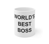 Worlds Best Boss Mug, The Office TV Show, Michael Scott Inspired Ceramic Coffee Cup, Dunder Mifflin Mug, Gift for Office Fans, Dwight Schrute Gifts (11oz White, Mug)