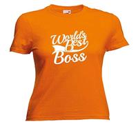 Worlds Best Boss Womens Lady Fit T Shirt XXL Orange
