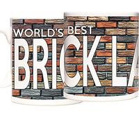 WORLD'S BEST BRICKLAYER GIFT MUG, Ceramic Gift Mug. Ideal present for Bricklayer, Bricky. White ceramic mug. Microwave and Dishwasher Safe. Can be personalised with a short message.