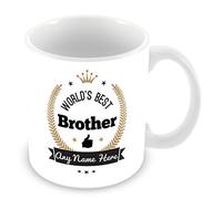 World's Best Brother Personalised Mug Gift - Customise Cup with Name - Gold