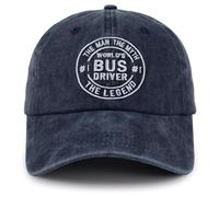 World's Best Bus Driver Hat for Men, Adjustable Embroidered The Man The Myth The Legend Baseball Cap, Navy, One size