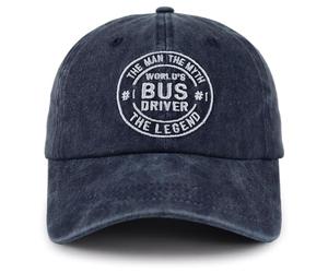 World's Best Bus Driver Hat for Men, Adjustable Embroidered The Man The Myth The Legend Baseball Cap, Navy, One size