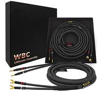 WORLDS BEST CABLES 1.5 Meter ULTIMATE - 9 AWG - Ultra-Pure OFC - Premium Audiophile HiFi Speaker Cable Pair with Eminence Gold Banana (x2) & Spade (x2) Plugs & Carbon Tweed Jacket