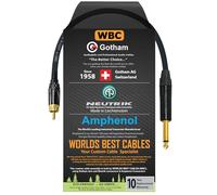 WORLDS BEST CABLES 1 Foot - TS to RCA Cable - Gotham GAC-1 Ultra Pro Low- Capacitance Instrument Cable & Neutrik NP2X-B & Amphenol ACPL-CBK Gold Plugs - Custom Made