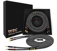 WORLDS BEST CABLES 10 Foot Ultimate - 10 AWG - Ultra-Pure OFC - Premium Audiophile HiFi Speaker Cable Pair with Eminence Gold Banana (x2) & Spade (x2) Plugs & Carbon Tweed Jacket