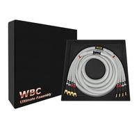 WORLDS BEST CABLES 10 Foot Ultimate - 9 AWG - Ultra-Pure OFC - Premium Audiophile HiFi Bi-Amp Speaker Cable for Center Channel - Eminence Gold Banana (x4) & Spade (x4) Plugs & Silver Tweed Jacket