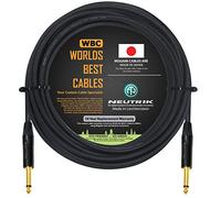 WORLDS BEST CABLES 10 Meter - Guitar Bass Instrument Cable CUSTOM MADE using Mogami 2524 wire and Neutrik NP2X-B ¼ Inch (6.35mm) Straight Gold TS Connectors