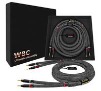 WORLDS BEST CABLES 2.5 Meter ULTIMATE - 7 AWG - Ultra-Pure OFC - Extra Premium Audiophile HiFi Speaker Cable Pair with Eminence Gold Banana Plugs & Carbon Tweed Jacket