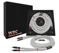 WORLDS BEST CABLES 2.5 Meter ULTIMATE - 7 AWG - Ultra-Pure OFC - Extra Premium Audiophile HiFi Speaker Cable Pair with Eminence Gold Banana Plugs & Silver Tweed Jacket