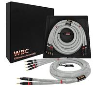 WORLDS BEST CABLES 2.5 Meter ULTIMATE - 9 AWG - Ultra-Pure OFC - Premium Audiophile HiFi Bi-Wire Speaker Cable Pair with Eminence Gold Banana Plugs & Silver Tweed Jacket
