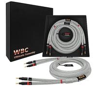 WORLDS BEST CABLES 2.5 Meter ULTIMATE - 9 AWG - Ultra-Pure OFC - Premium Audiophile HiFi Speaker Cable Pair with Eminence Gold Banana Plugs & Silver Tweed Jacket