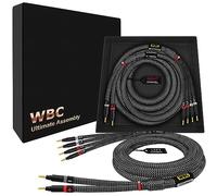 WORLDS BEST CABLES 2 Meter ULTIMATE - 7 AWG - Ultra-Pure OFC - Extra Premium Audiophile HiFi Bi-Wire Speaker Cable Pair with Eminence Gold Banana Plugs & Carbon Tweed Jacket