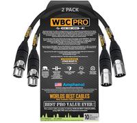 WORLDS BEST CABLES 2 Units - 0.25 Meter - WBC-PRO-QUAD Ultra-Silent Ultra-Flexible Balanced Star-Quad Cable with Amphenol Male & Female XLR Plugs & Black Tweed Jacket