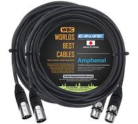 WORLDS BEST CABLES 2 Units - 15 Foot - Canare L-4E6S, Star Quad Balanced Male to Female Microphone Cables with Amphenol AX3M & AX3F Silver XLR Connectors - Custom Made