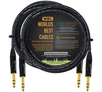 WORLDS BEST CABLES 2 Units - 3 Meter - Van Damme Tour Grade Classic XKE Starquad - Premium Silver-Plated OFC Balanced TRS Patch Cable with Eminence E502 6.35mm Gold TRS Stereo Connectors