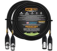 WORLDS BEST CABLES 2 Units - 4 Meter - WBC-PRO-QUAD Ultra-Silent Ultra-Flexible Balanced Star-Quad Cable with Amphenol Male & Female XLR Plugs & Black Tweed Jacket