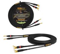 WORLDS BEST CABLES 3 Foot WBC-GOLD-LOCAP-SPKR-12 AWG - Low-Capacitance - Low-Inductance - High Purity OFC - Audiophile HiFi Speaker Cable Pair with Eminence Gold Banana (x2) & Spade (x2) Plugs
