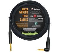 WORLDS BEST CABLES 3 Meter - Gotham GAC-1 Ultra Pro - Premium, Low-Capacitance (21 pf/Ft) Guitar Bass Instrument Cable - with Straight to Angled 6.35mm Neutrik Gold Plated TS Connectors