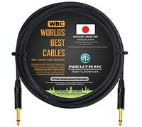 WORLDS BEST CABLES 3 Meter - Guitar Bass Instrument Cable CUSTOM MADE using Mogami 2524 wire and Neutrik NP2X-B ¼ Inch (6.35mm) Straight Gold TS Connectors