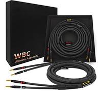 WORLDS BEST CABLES 3 Meter ULTIMATE - 9 AWG - Ultra-Pure OFC - Premium Audiophile HiFi Speaker Cable Pair with Eminence Gold Banana Plugs & Carbon Tweed Jacket