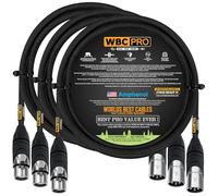 WORLDS BEST CABLES 3 Units - 2 Meter - WBC-PRO-QUAD Ultra-Silent Ultra-Flexible Balanced Star-Quad Cable with Amphenol Male & Female XLR Plugs & Black Tweed Jacket